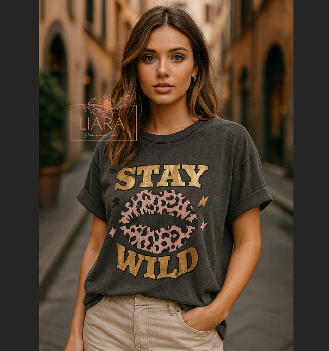Stay Wild Shirt in dunkelgrau Onesize