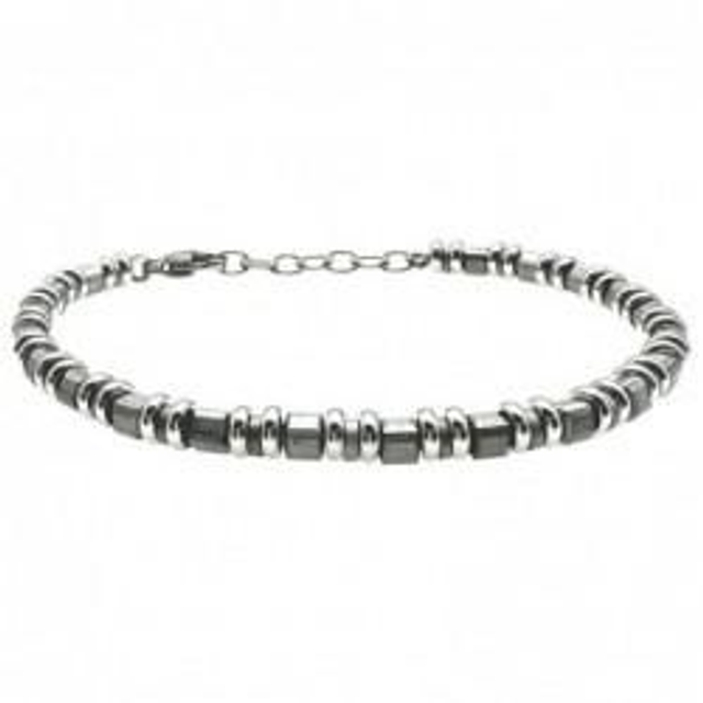 Bracciale uomo in acciaio con inserti cilindrici 