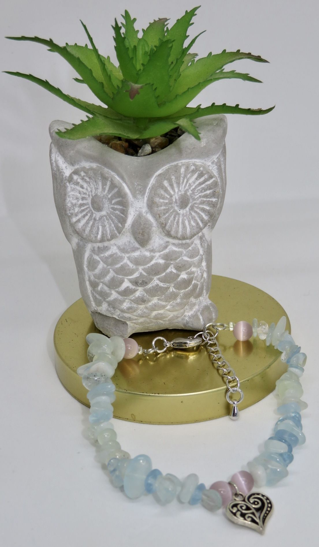 Bracelet en Aigue-marine sur fermoir