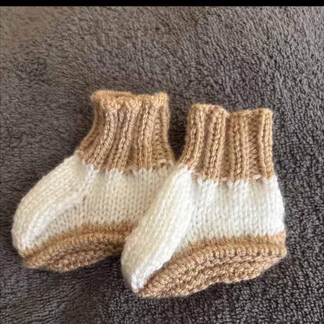 Beige and white Boottees 