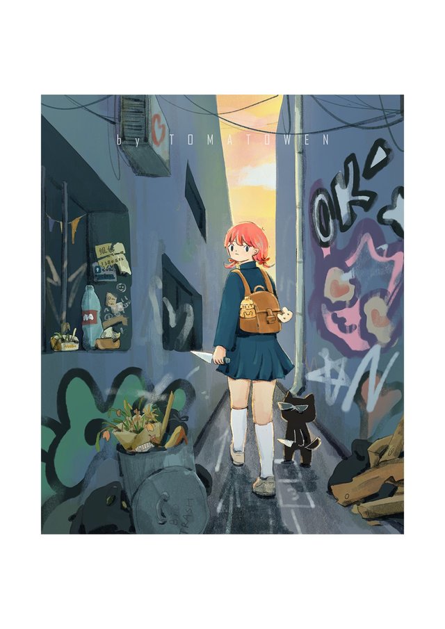 A4 Print: Alley and Girl