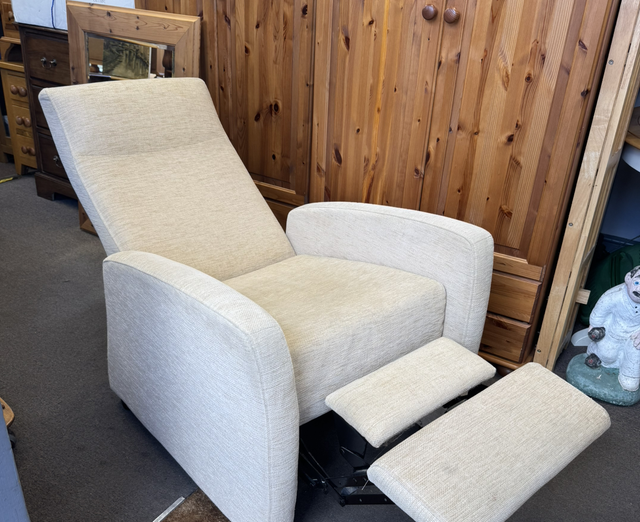 Cream Fabric Manual Reclining Armchair