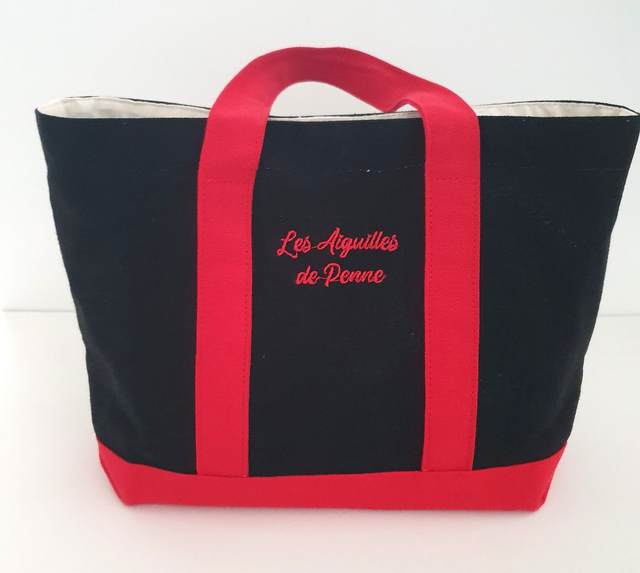 Sac en coton noir et rouge
