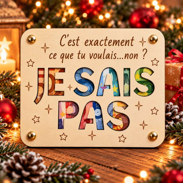 Carte porte billets en bois "Je sais pas"