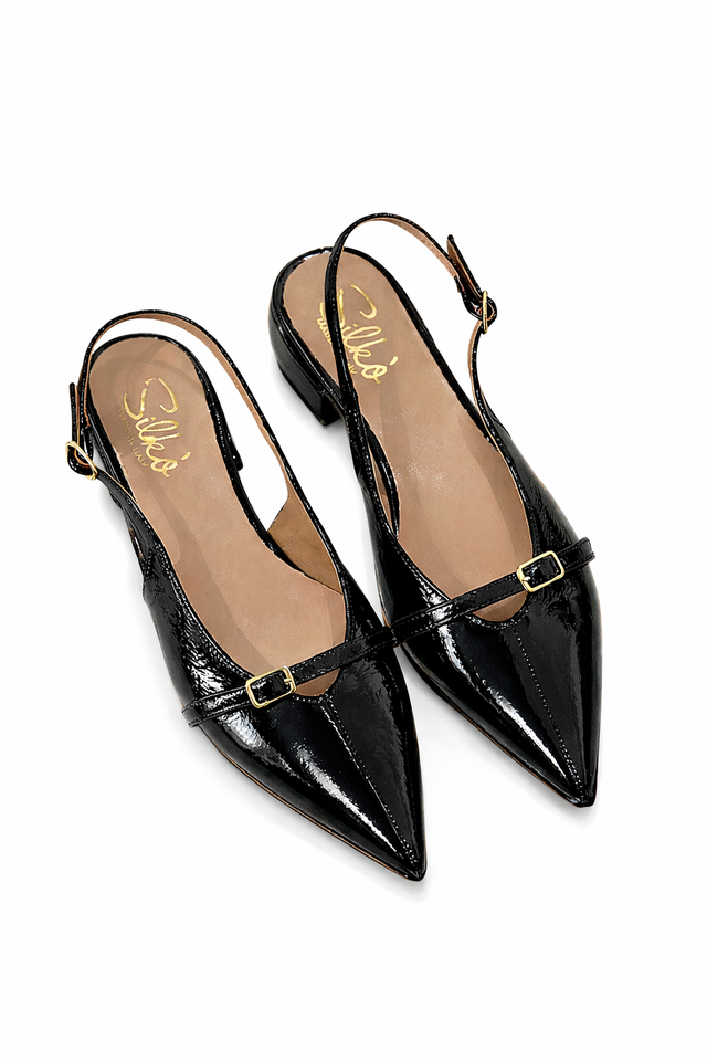 FLAT SLING BACK naplack black