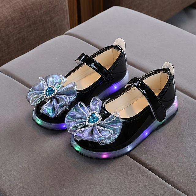 Girls' LED Light-Up Mary Jane Shoes with Bow Detail