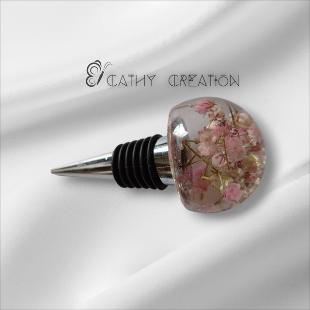 Bouchon de bouteille avec inclusion de fleurs 