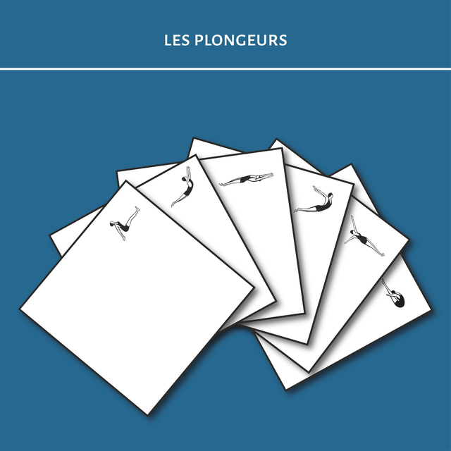 lot de deux serviettes"plongeons" 40X40cm lin et coton