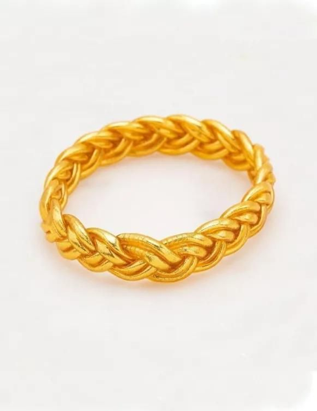 Jonc bouddhiste double tresse doré