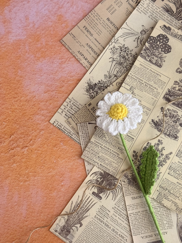 Marguerite et sa feuille (personnalisable pour créer votre bouquet)
