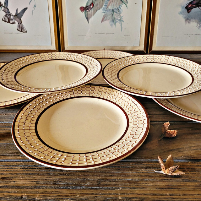 X Assiettes à dessert peintes à la main Longchamp modèle Colmar (non estampillées, lot de 6)