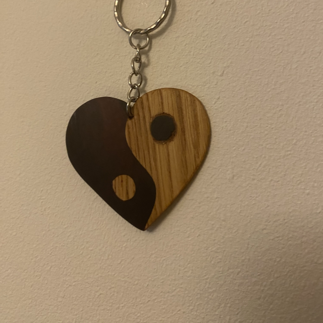 Porte clef ying yang coeur 