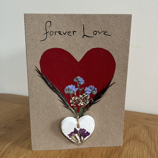 Valentines Card and Clay Heart Keepsake 1