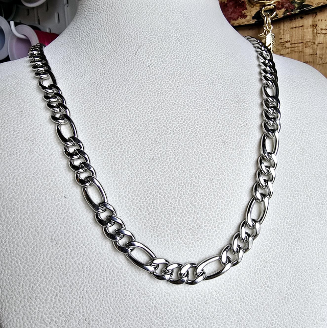 Chaîne "Mike" pour messieurs en acier inoxydable argenté 61cm