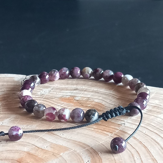 Bracelet ajustable en Rubellite (Tourmaline rose)