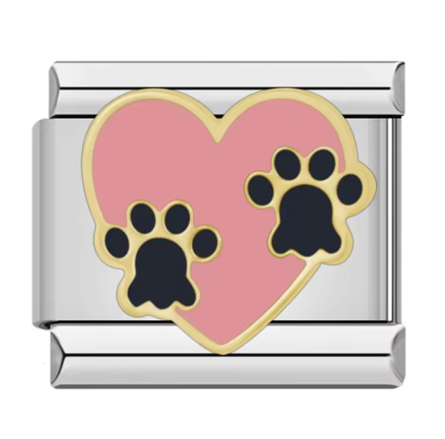 Charm Corazón con Patitas Rosa