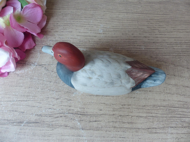 Figurine Canard Fuligul Miloin biscuit peint à la main fabriqué à Taïwan Vintage