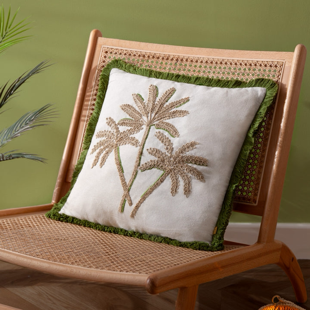 Palm Tree Embroidered Cushion