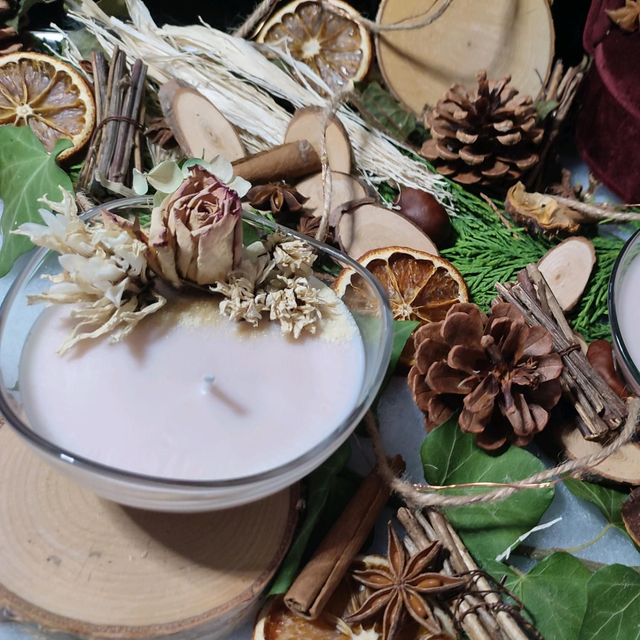 Bougie Small fleurs séchées 