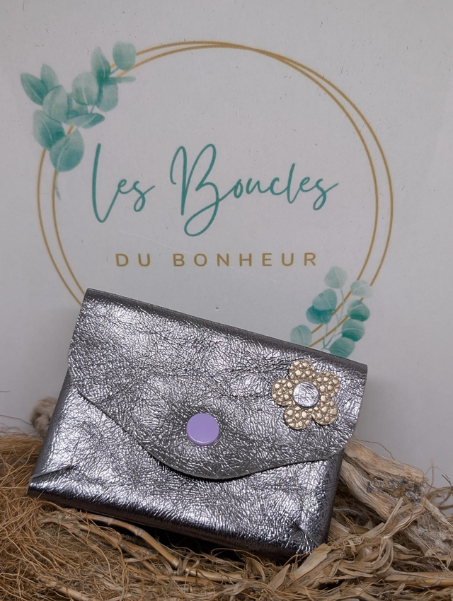 Porte monnaie gris métallisé 
