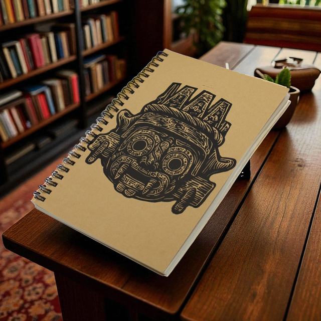 Carnet de notes kraft avec spirale - illustration &quot;Tlaloc&quot;