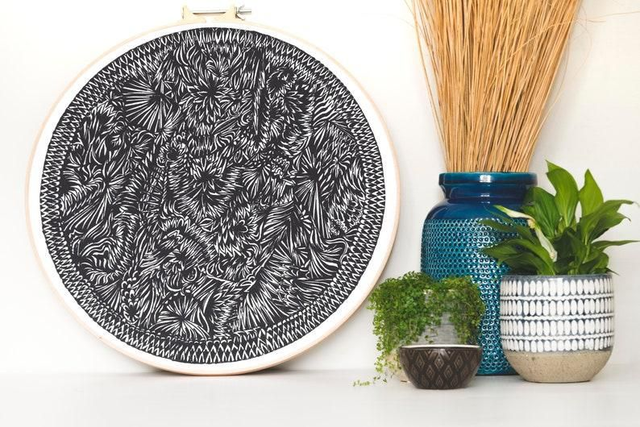 Wall Art Organic Circular Ink Sketched Designed Canvas