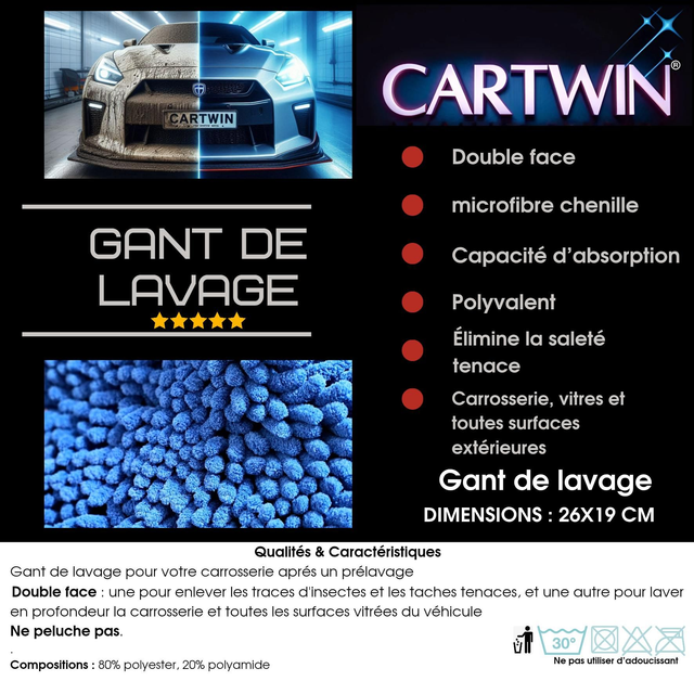 Gant de lavage microfibre anti insectes 