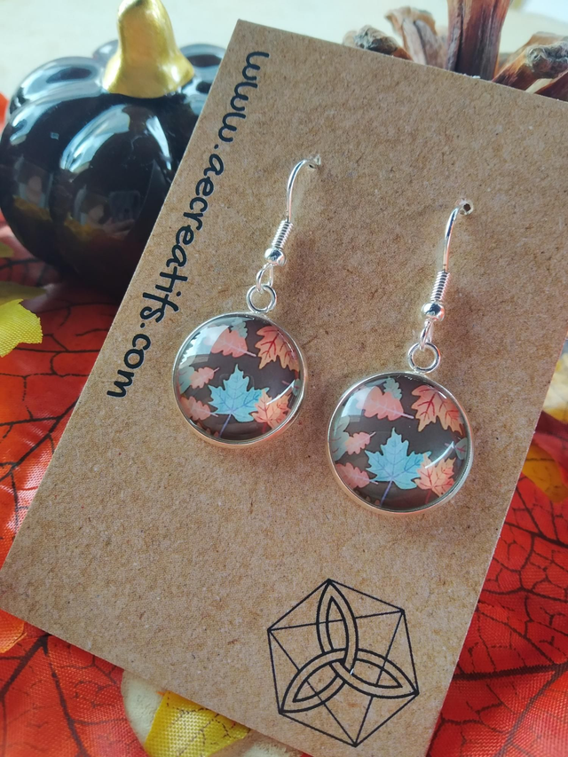 Boucles d&#039;oreilles cabochons feuilles 2