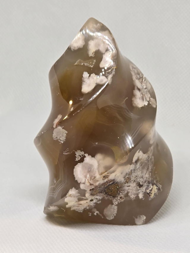 Agate fleur de cerisier forme flamme 