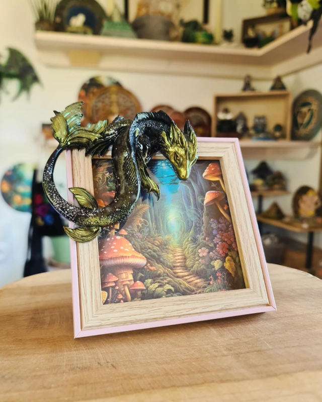 Cadre photo fantaisie dragon noir et or 🖤💛