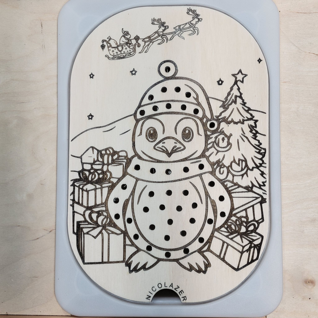 Insert sensoriel bois compatible trofast  &quot;le pingouin de noël