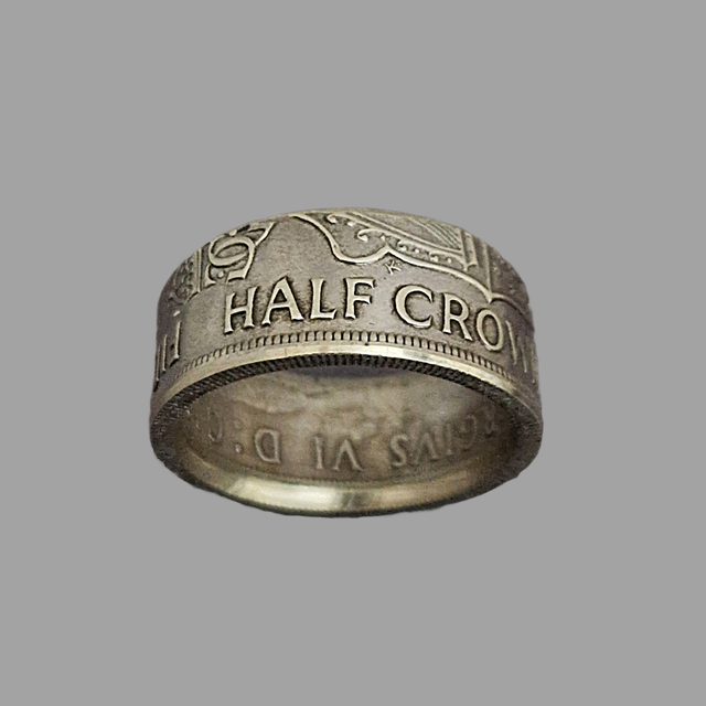 UK Two Shillings 1943 Coin Ring – 50% Silver