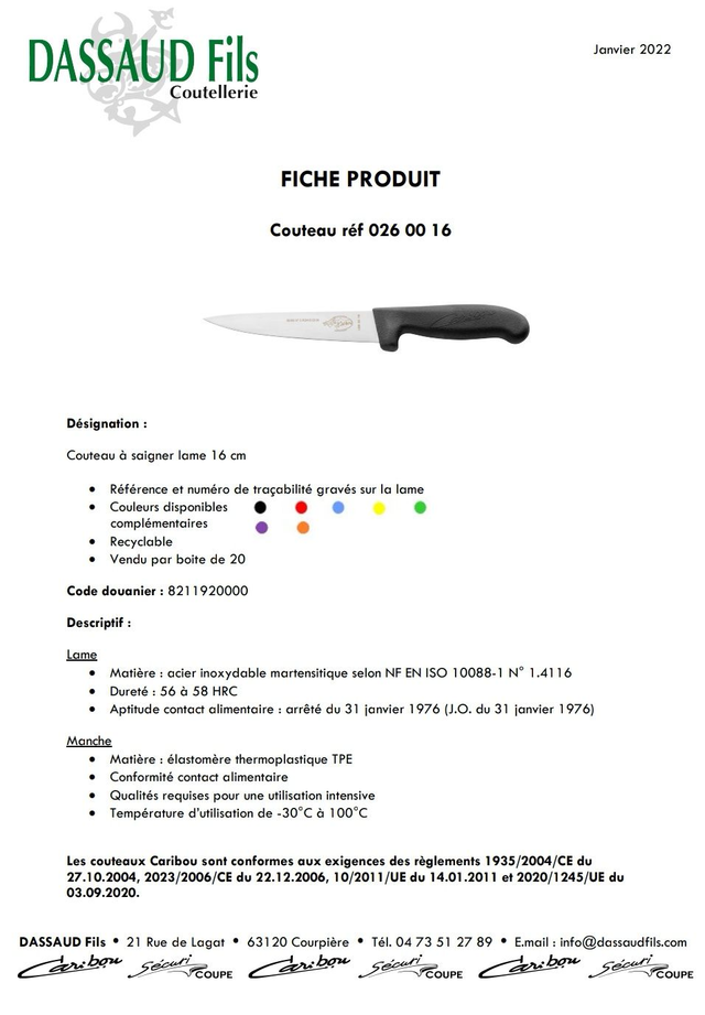 Couteau à saigner lame 16cm