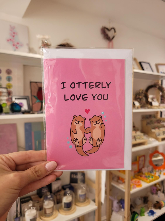 I Otterly Love You Greetings Card - Pink - NW-015