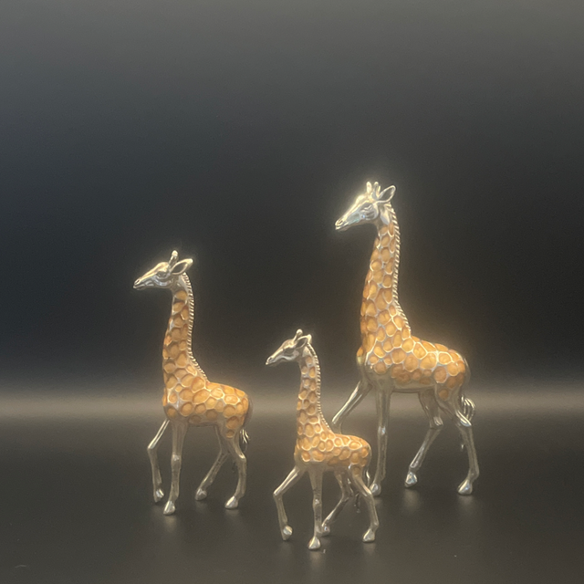 Silver &amp; enamel giraffe figures
