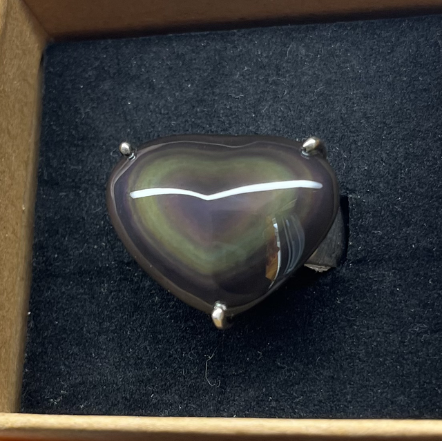 Bague en argent et Obsidienne Œil Céleste - Taille 54