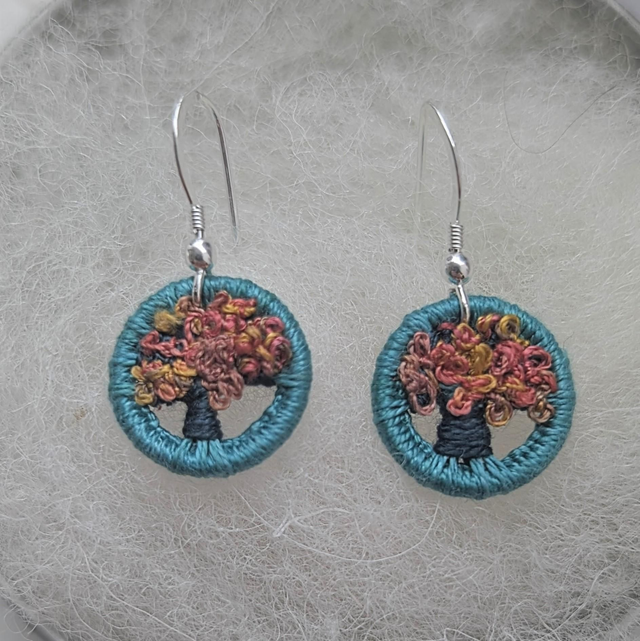 16mm Dorset Button Autumn Tree Earrings 