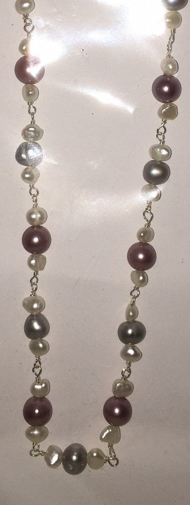 Pink, grey and White Pearl necklace