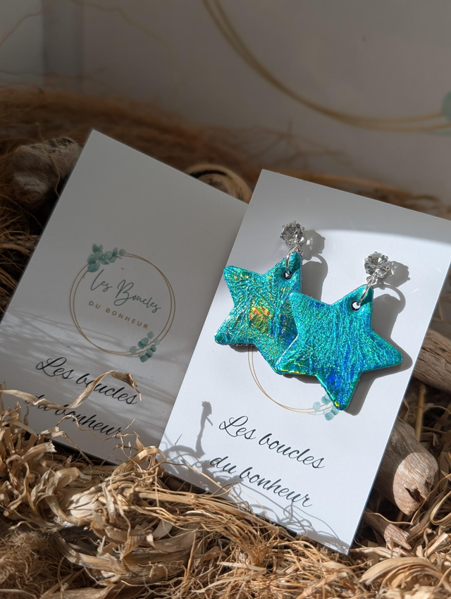 Boucles d'oreilles Petite étoile turquoise st025