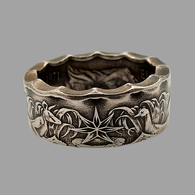 Australian Fifty Cents 1975 Coin Ring    