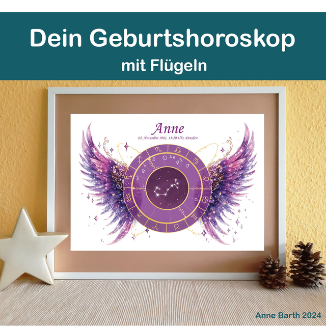 Dein Geburtshoroskop (Flügel), personalisiert, verschiedene Motive und Größen 