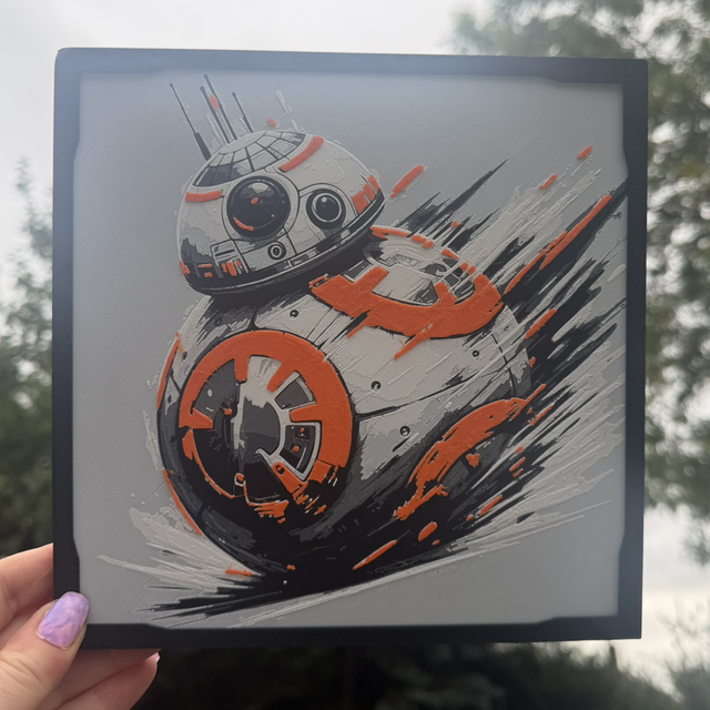BB-8 Star Wars 3D Printed HueForge Framed Wall Art