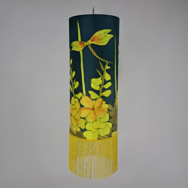Yellow dragon shade with fringe