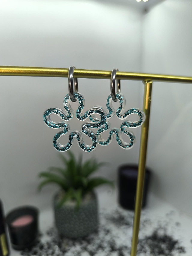 Pampilles interchangeables FLORA bleu pailletté 