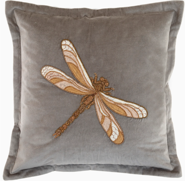 Kussen geborduurd grijs