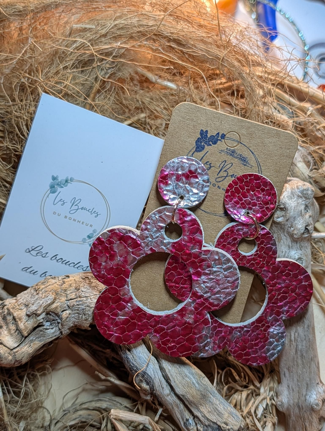 Boucles d'oreilles Sonia fushia sa025