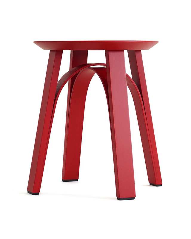 BENDER Hocker Esche, lackiert, Rubinrot