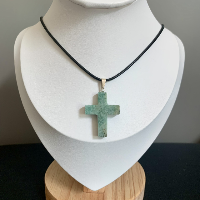 Pendentif Croix Aventurine Verte