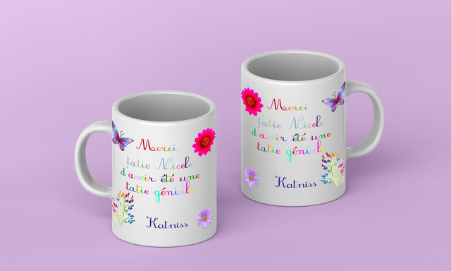 Mug enseignant fleur & papillon