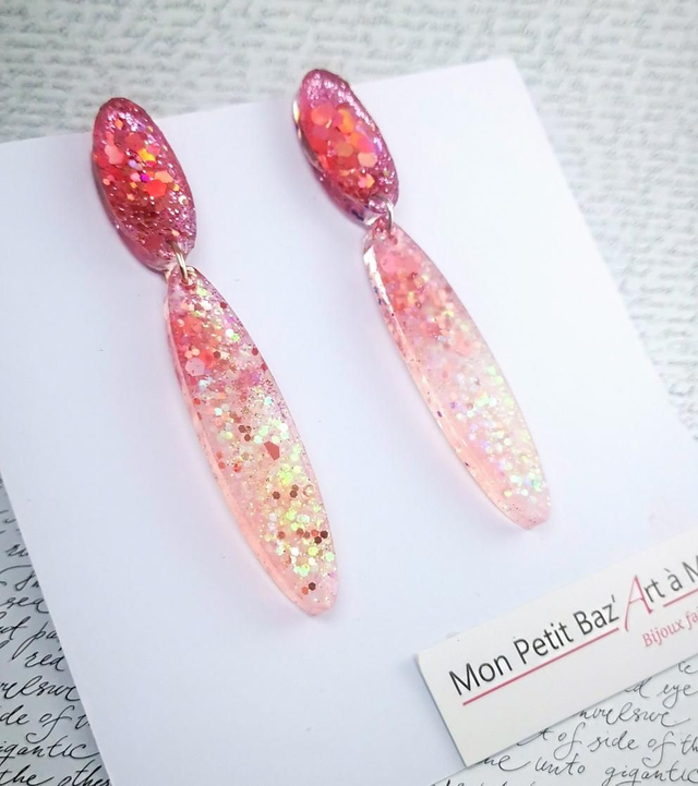 Boucles d'oreilles Elia 8cm rose nude